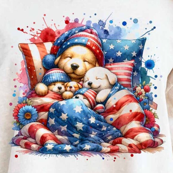 Dogs Lover Fourth of July T-Shirt, Sleeping Dogs Tshirt, 4th of July Gift Shirt - Picture 3 of 5
